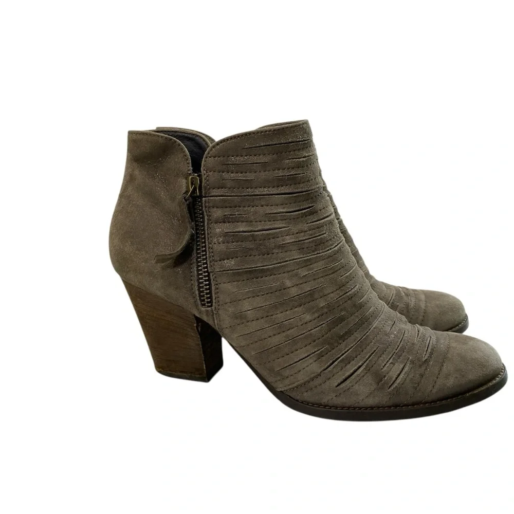 Paul Green Malibu Sliced Chunky Nobuck Leather Ankle‎ Bootie 5 Metallic Taupe